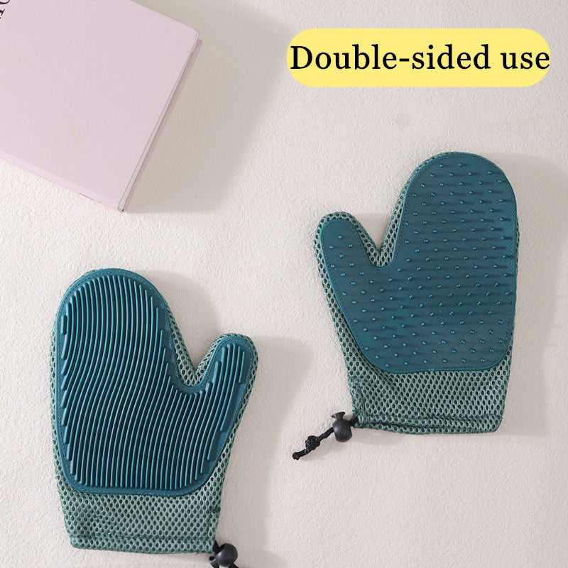 2-in-1 Silicone Massage- en Ontharingshandschoenen voor Huisdieren
