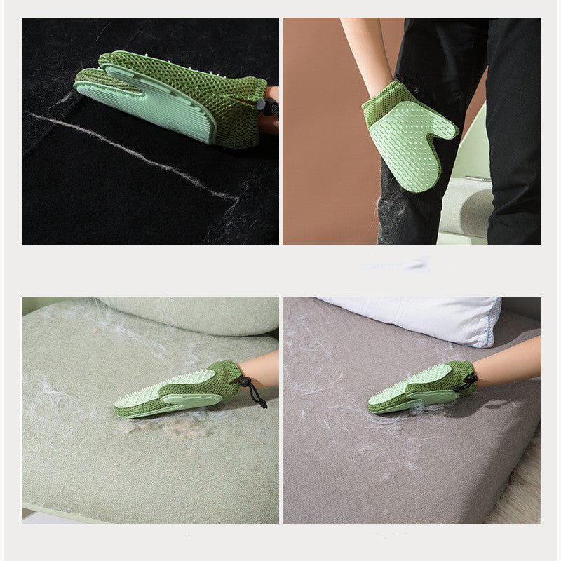 2-in-1 Silicone Massage- en Ontharingshandschoenen voor Huisdieren